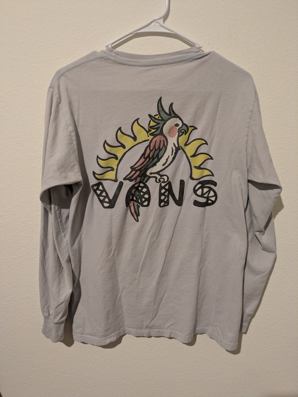 Men's Small Vans Long Sleeve Tee Morning Call Parrot Graphic